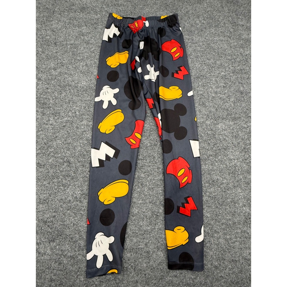 Disney Mickey Mouse Kids Small Grey All Over Print Leggings Stretchy Pants